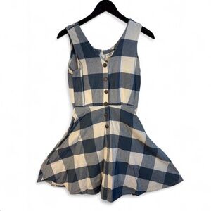Mata Traders Navy and Cream Checkered Dress